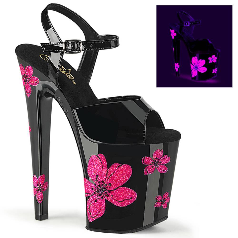 Pleaser - XTREME809HB Sandale à bride à la cheville, Pole dance chaussures - Noir/Rose Product image